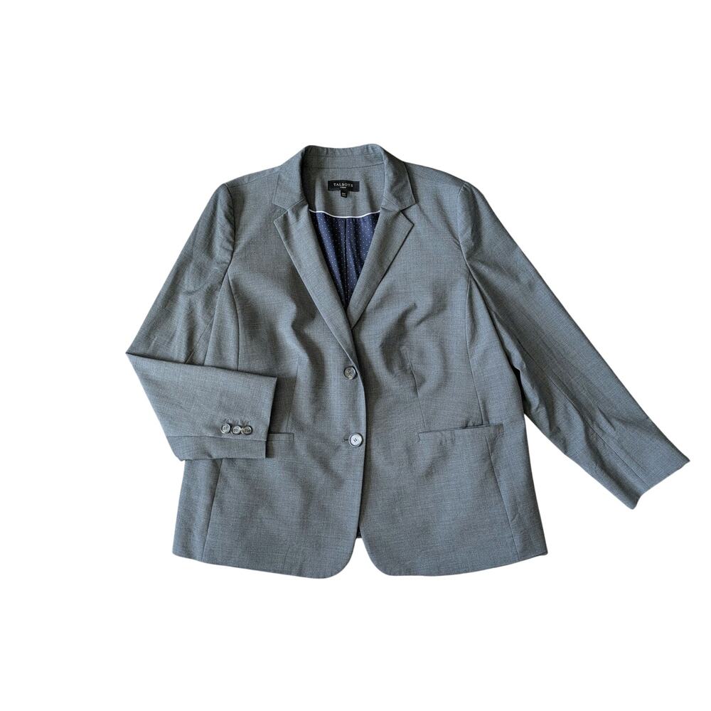 Talbots Wool Blazer Womens 18W Gray Career Work Corporate Heritage Business
